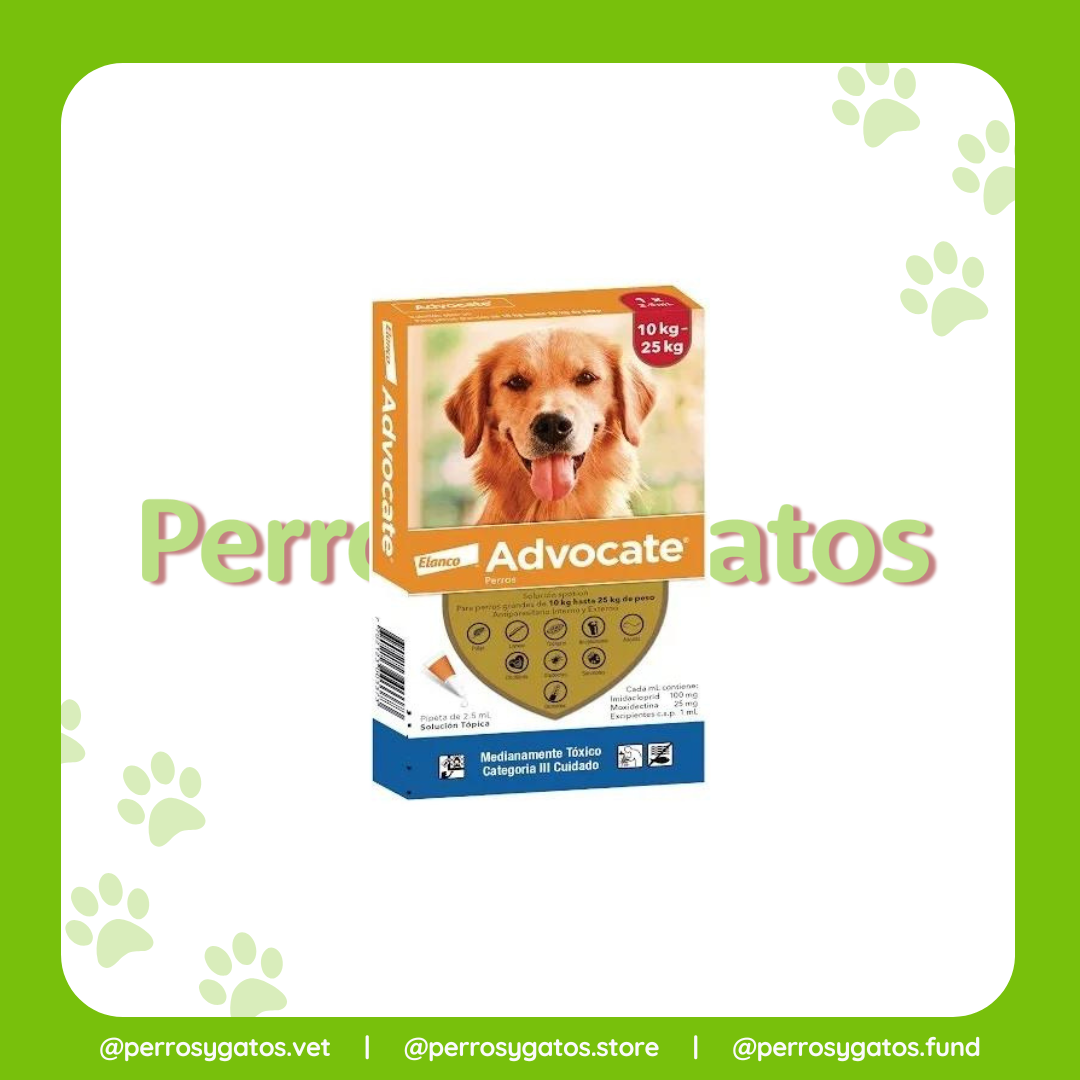 Advocate Pipeta Perro 10 - 25 Kg Antiparasitario Interno Y Externo