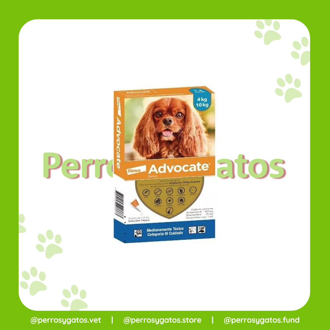 Advocate Pipeta Perro 4 - 10 Kg Antiparasitario Interno Y Externo