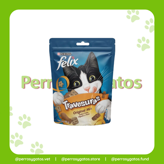 Snack Para Gatos Travesuras Sabor a Pollo, Hígado Y Pavo 60 Gr | Felix