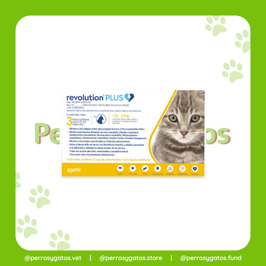 Revolution Plus Gato 1.25 - 2.5 Kg - Antiparasitario Interno Y Externo