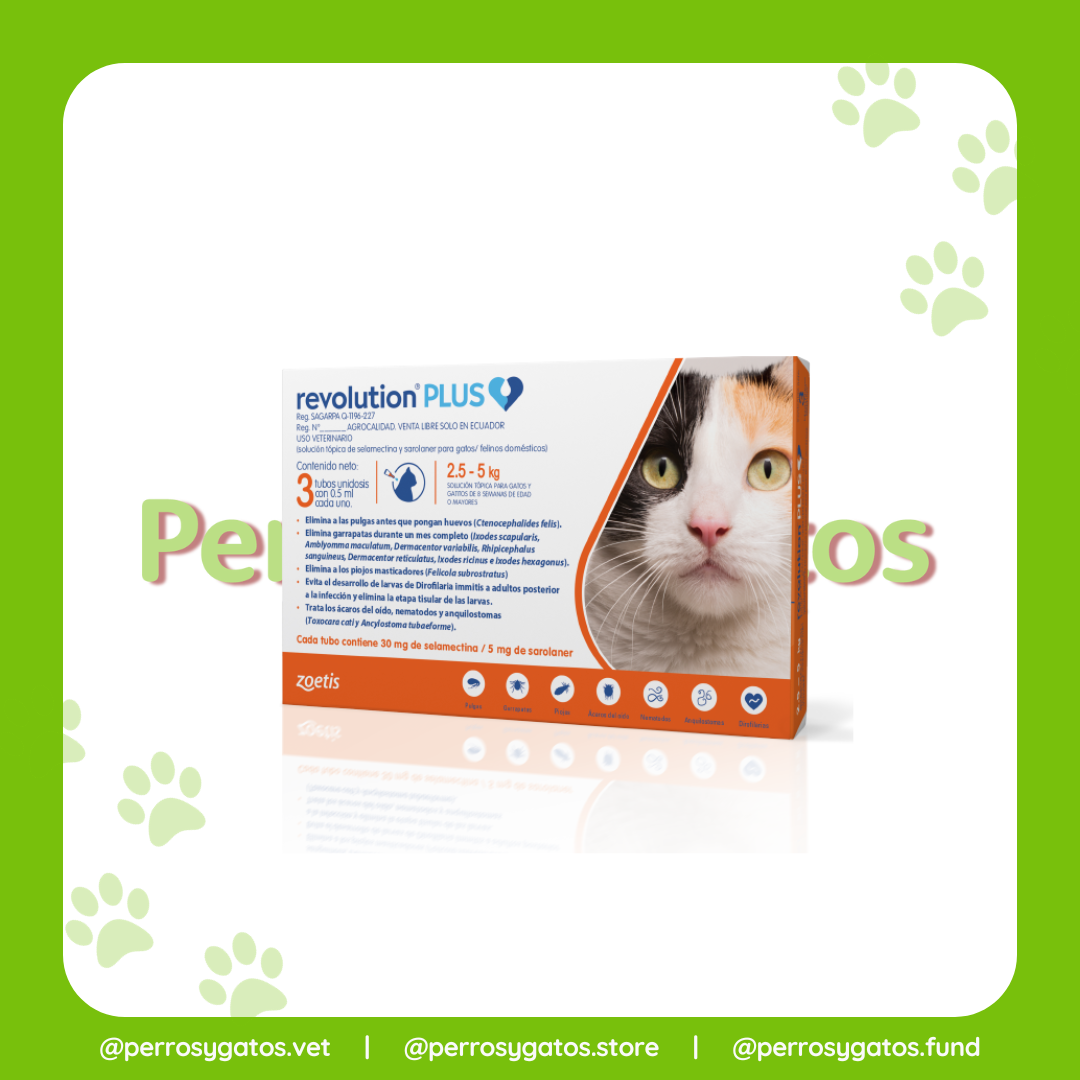 Revolution Plus Gato 2.5 - 5 Kg - Antiparasitario Interno Y Externo